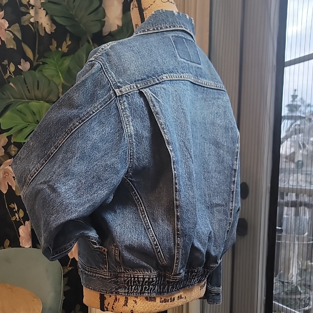 American Eagle Outfitters Blue Denim Bomber Jacket